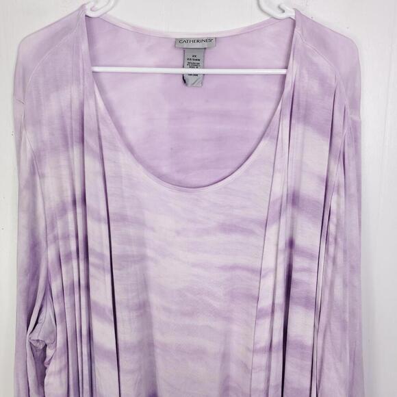 Catherines Top Womens 2X Ombré Colorblock 2 In 1 Combo Layer Cinched Sleeves - Picture 3 of 9